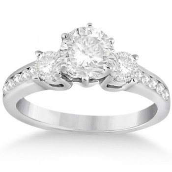 Three-Stone Diamond Engagement Ring with Sidestones in 14k White Gold ...