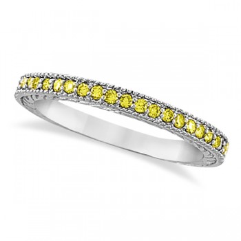 ... Wedding Bands Yellow Diamond Wedding Ring Band 14K White Gold (0.31ct