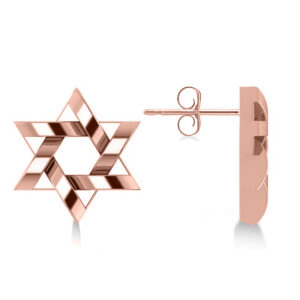 Gold contemporary Star of David Earrings