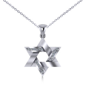 diamond star of david white gold pendant