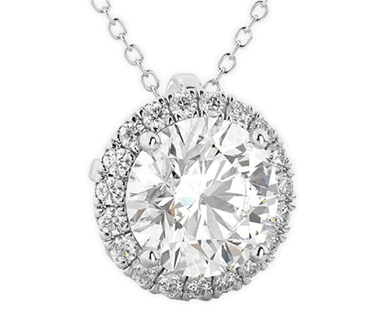 diamond pendant in halo setting