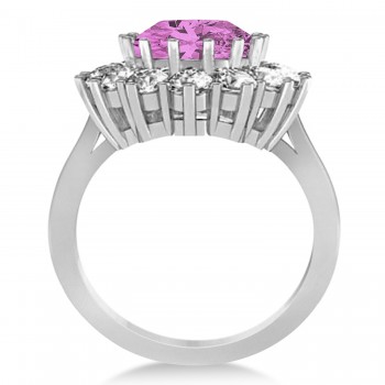 Oval Pink Sapphire & Diamond Accented Ring in 14k White Gold (5.40ctw)