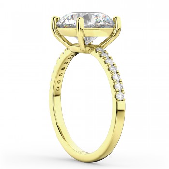 Moissanite & Diamond Engagement Ring 18K Yellow Gold 1.81ct