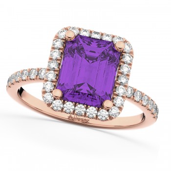 Lab Amethyst & Lab Grown Diamond Engagement Ring 14k Rose Gold (3.32ct)