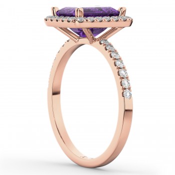 Lab Amethyst & Lab Grown Diamond Engagement Ring 14k Rose Gold (3.32ct)