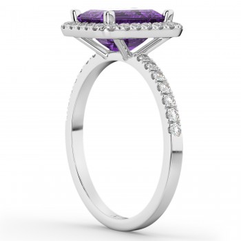 Lab Amethyst & Lab Grown Diamond Engagement Ring 14k White Gold (3.32ct)