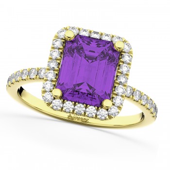 Lab Amethyst & Lab Grown Diamond Engagement Ring 14k Yellow Gold (3.32ct)