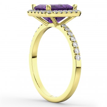 Lab Amethyst & Lab Grown Diamond Engagement Ring 14k Yellow Gold (3.32ct)