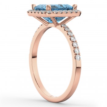 Lab Blue Topaz & Lab Grown Diamond Engagement Ring 14k Rose Gold (3.32ct)