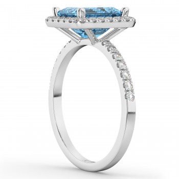 Lab Blue Topaz & Lab Grown Diamond Engagement Ring 14k White Gold (3.32ct)