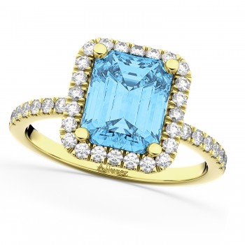 Lab Blue Topaz & Lab Grown Diamond Engagement Ring 14k Yellow Gold (3.32ct)