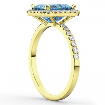 Lab Blue Topaz & Lab Grown Diamond Engagement Ring 14k Yellow Gold (3.32ct)