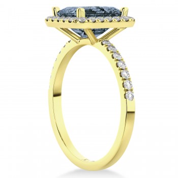 Emerald-Cut Lab Gray Spinel & Lab Grown Diamond Engagement Ring 14k Yellow Gold (3.32ct)