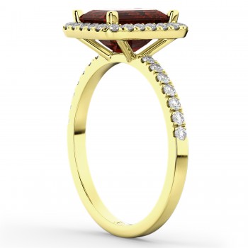 Emerald-Cut Lab Garnet & Lab Grown Diamond Engagement Ring 14k Yellow Gold (3.32ct)