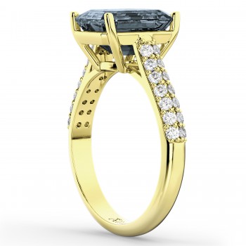 Emerald-Cut Gray Spinel & Diamond Ring 18k Yellow Gold (5.54ct)