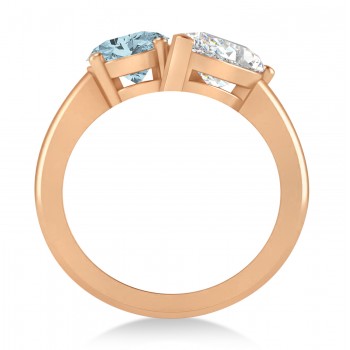 Oval/Pear Diamond & Aquamarine Toi et Moi Ring 18k Rose Gold (4.50ct)