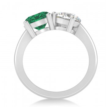 Round/Pear Diamond & Emerald Toi et Moi Ring Platinum (4.00ct)