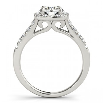 Halo Square Diamond Engagement Ring 18k White Gold (0.38ct)