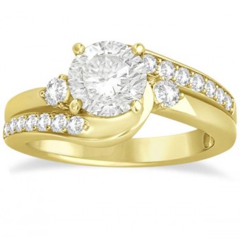 Diamond Swirl Engagement Ring & Band Bridal Set 18k Yellow Gold 0.58ct