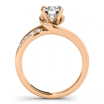 Diamond Engagement Ring Setting Swirl Design in 18k Rose Gold 0.25ct