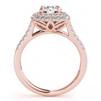 Split Shank Square Halo Diamond Engagement Ring 14k Rose Gold 2.00ct