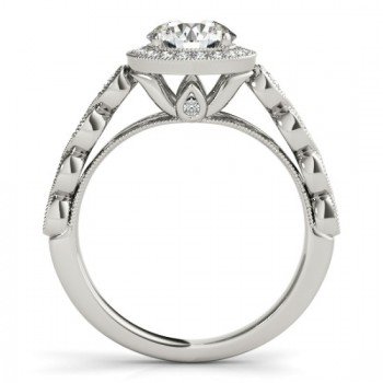 Diamond Halo Swirl Engagement Ring Setting 14K White Gold (0.36ct)