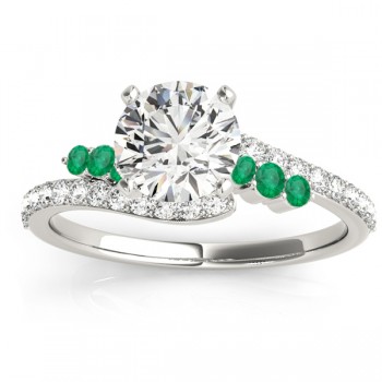 Diamond & Emerald Bypass Engagement Ring Platinum (0.45ct)