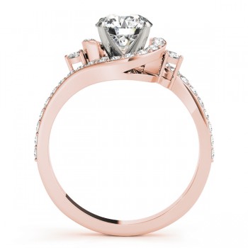 Diamond Halo Swirl Engagement Ring Setting 14k Rose Gold (0.48ct)