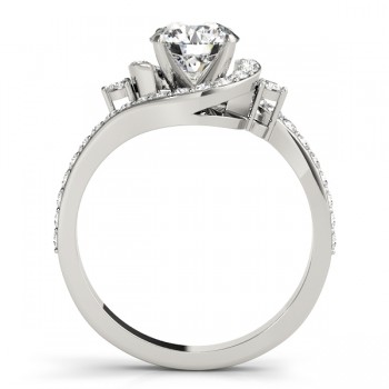 Diamond Halo Swirl Engagement Ring Setting 18k White Gold (0.48ct)