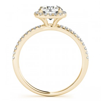 Square Halo Round Diamond Engagement Ring 14k Yellow Gold 1.75ct