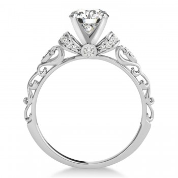 Diamond Antique Style Engagement Ring Palladium (1.12ct)
