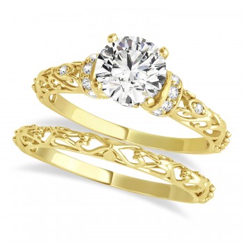 Diamond Antique Style Bridal Set 18k Yellow Gold (0.87ct)