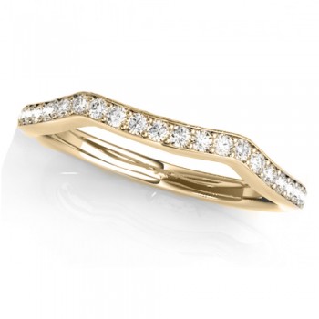 Diamond Curved Wedding Band Ring 18k Yellow Gold (0.21ct)