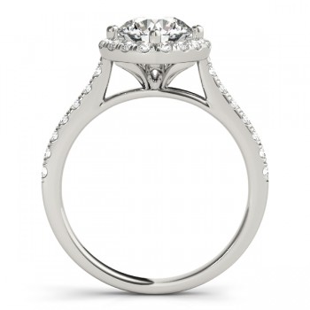 Diamond East West Halo Engagement Ring 18k White Gold (0.96ct)