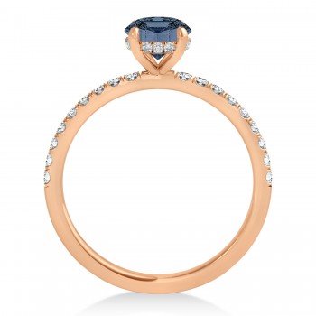 Emerald Gray Spinel & Diamond Single Row Hidden Halo Engagement Ring 14k Rose Gold (1.31ct)
