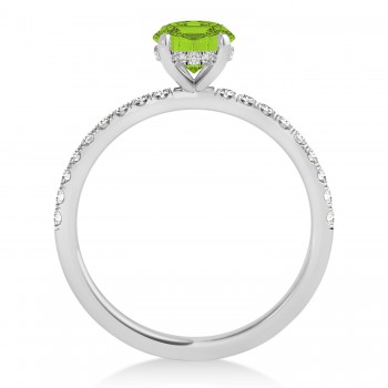 Round Peridot & Diamond Single Row Hidden Halo Engagement Ring Palladium (1.25ct)