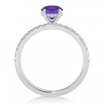 Round Tanzanite & Diamond Single Row Hidden Halo Engagement Ring Platinum (1.25ct)