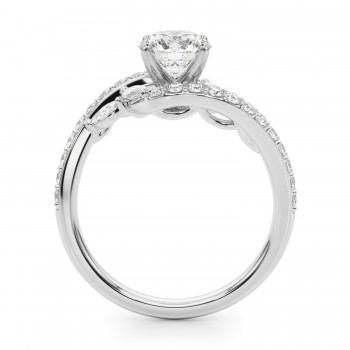 Swirl Design Round Diamond & Marquise Engagement Ring 14K White Gold (0.63ct)
