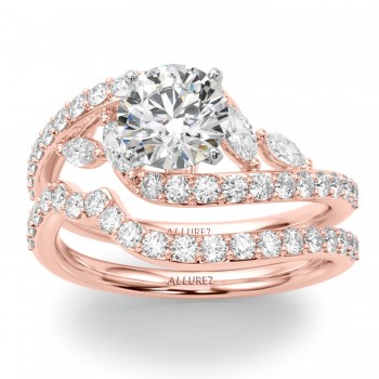 Swirl Design Diamond & Marquise Bridal Set 18K Rose Gold (0.96ct)