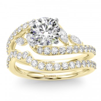 Contoured Diamond Wedding Band Ring 14K Yellow Gold (0.33ct)