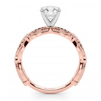 Antique Style Black Diamond Engagement Ring 14K Rose Gold (0.20ct)