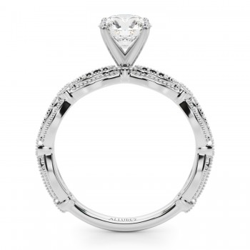 Antique Style Black Diamond Engagement Ring 18K White Gold (0.20ct)