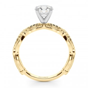 Antique Style Black Diamond Engagement Ring 18K Yellow Gold (0.20ct)