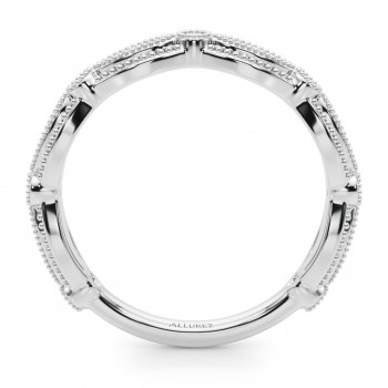 Antique Style Diamond Wedding Band Ring 14K White Gold (0.20ct)