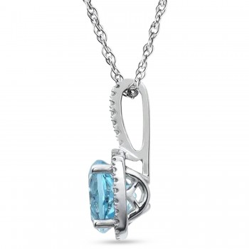 Natural Sky Blue Topaz & Natural Diamond Pendant Necklace in Sterling Silver (1.67ct)