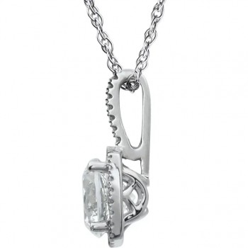 Lab-Grown White Sapphire & Natural Diamond Pendant Necklace in Sterling Silver (1.28ct)