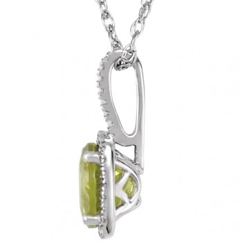 Natural Peridot & Natural Diamond Pendant Necklace in Sterling Silver (1.44ct)