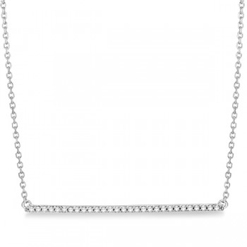 Sideways Bar Diamond Necklace Fashion Pendant 14k White Gold  0.15ct