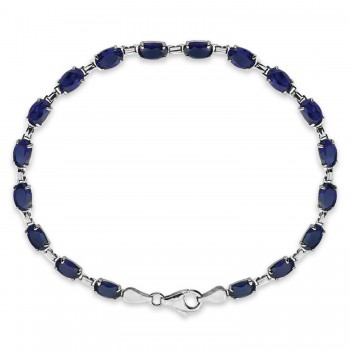 Lab-Grown Blue Sapphire Bracelet 14K White Gold (0.56ct)