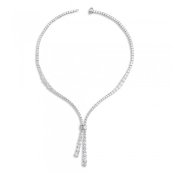 Lab Grown Diamond Lariat Necklace 14K White Gold (26.2ct)
